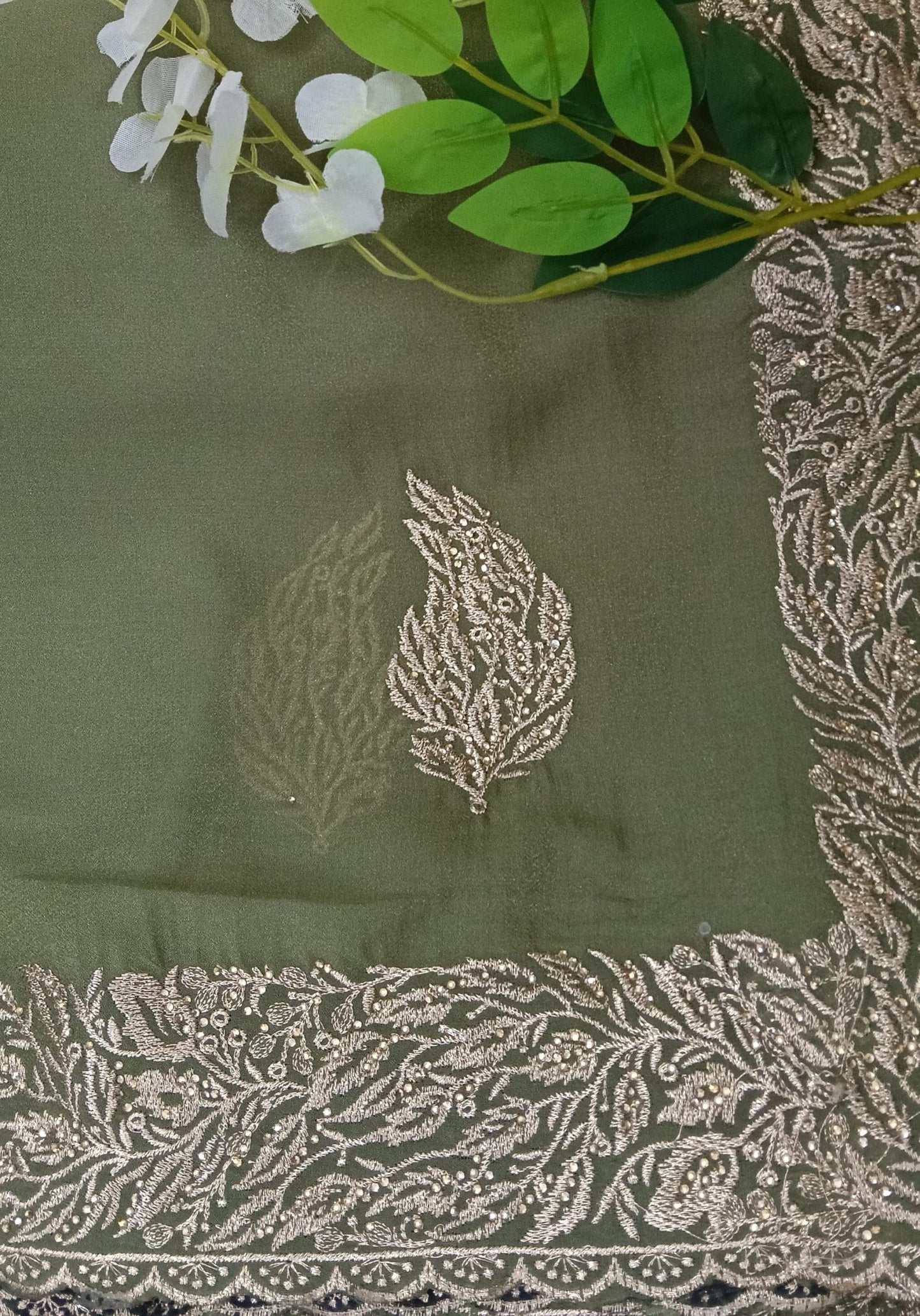 Designer georgette tissue Crushed Saree with all over Scallop Border - BBS113B