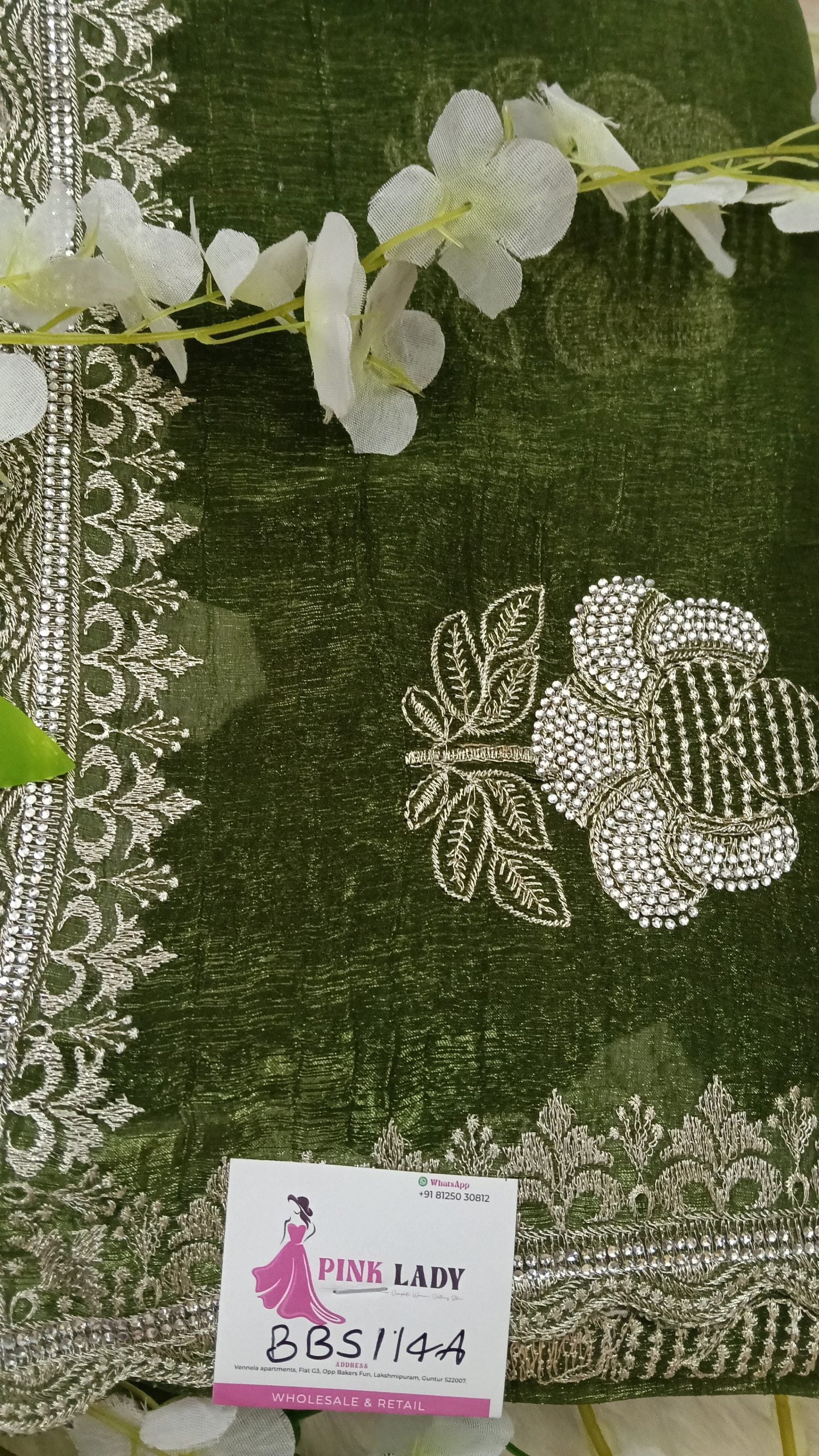 Designer georgette tissue Crushed Saree with all over Scallop Border - BBS114A