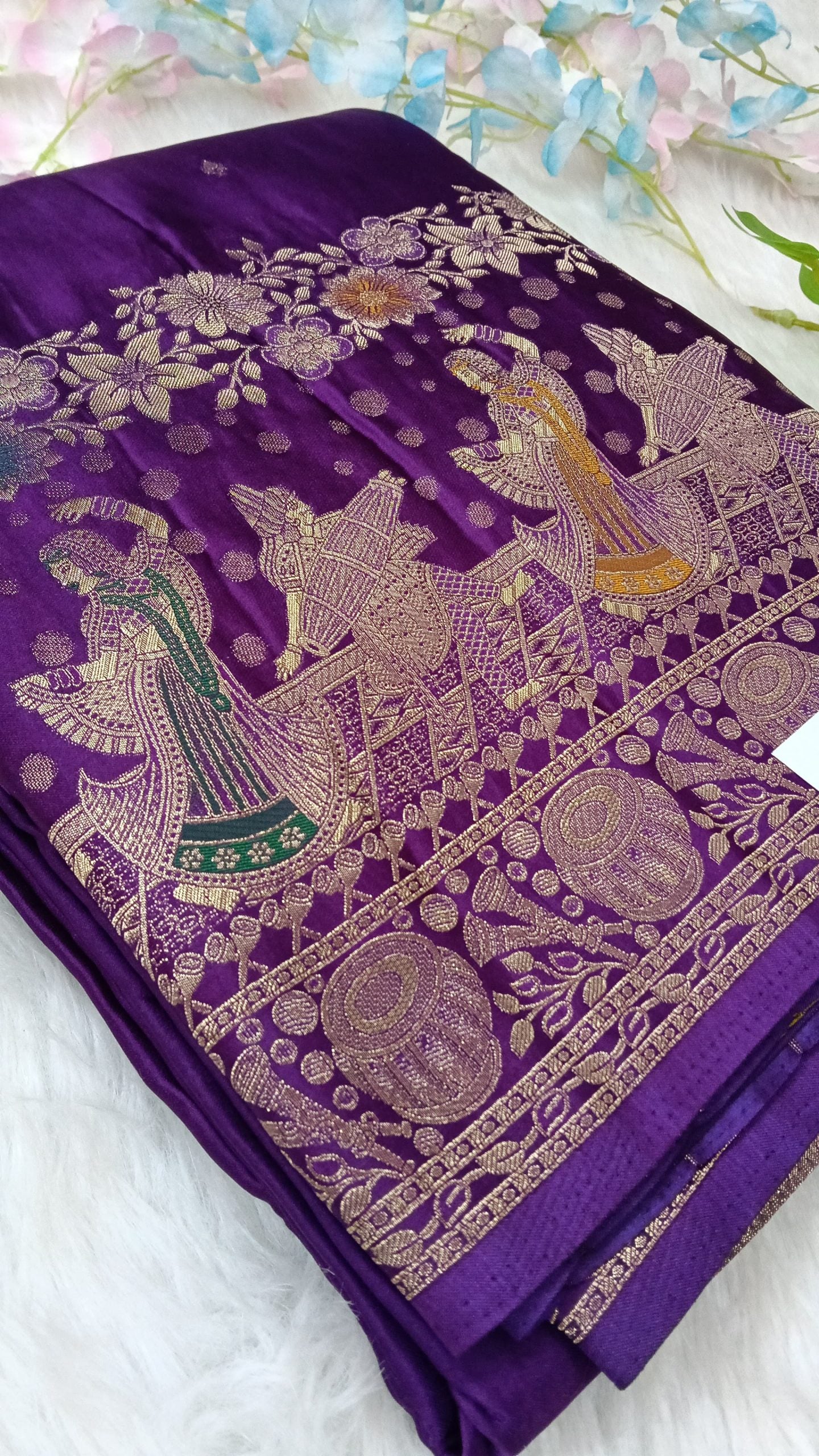 Banarasi Pure Khadi Georgette Saree with marriage theme - BBS116A