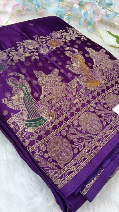 Banarasi Pure Khadi Georgette Saree with marriage theme - BBS116A