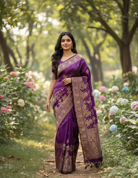 Banarasi Pure Khadi Georgette Saree with marriage theme - BBS116A