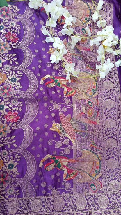 Banarasi Pure Khadi Georgette Saree with marriage theme - BBS116A