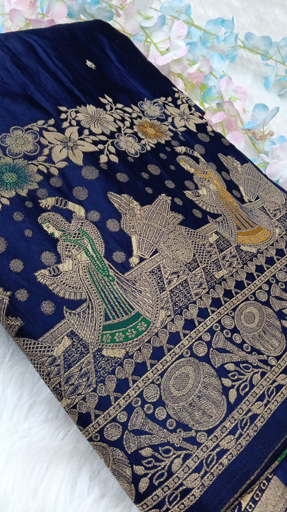 Banarasi Pure Khadi Georgette Saree with marriage theme - BBS116B