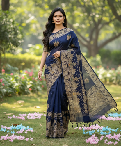 Banarasi Pure Khadi Georgette Saree with marriage theme - BBS116B