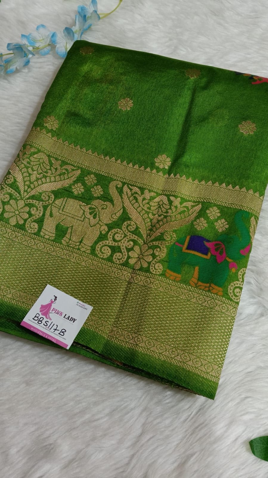 Banarasi Dola silk saree with Double Border - BBS117B
