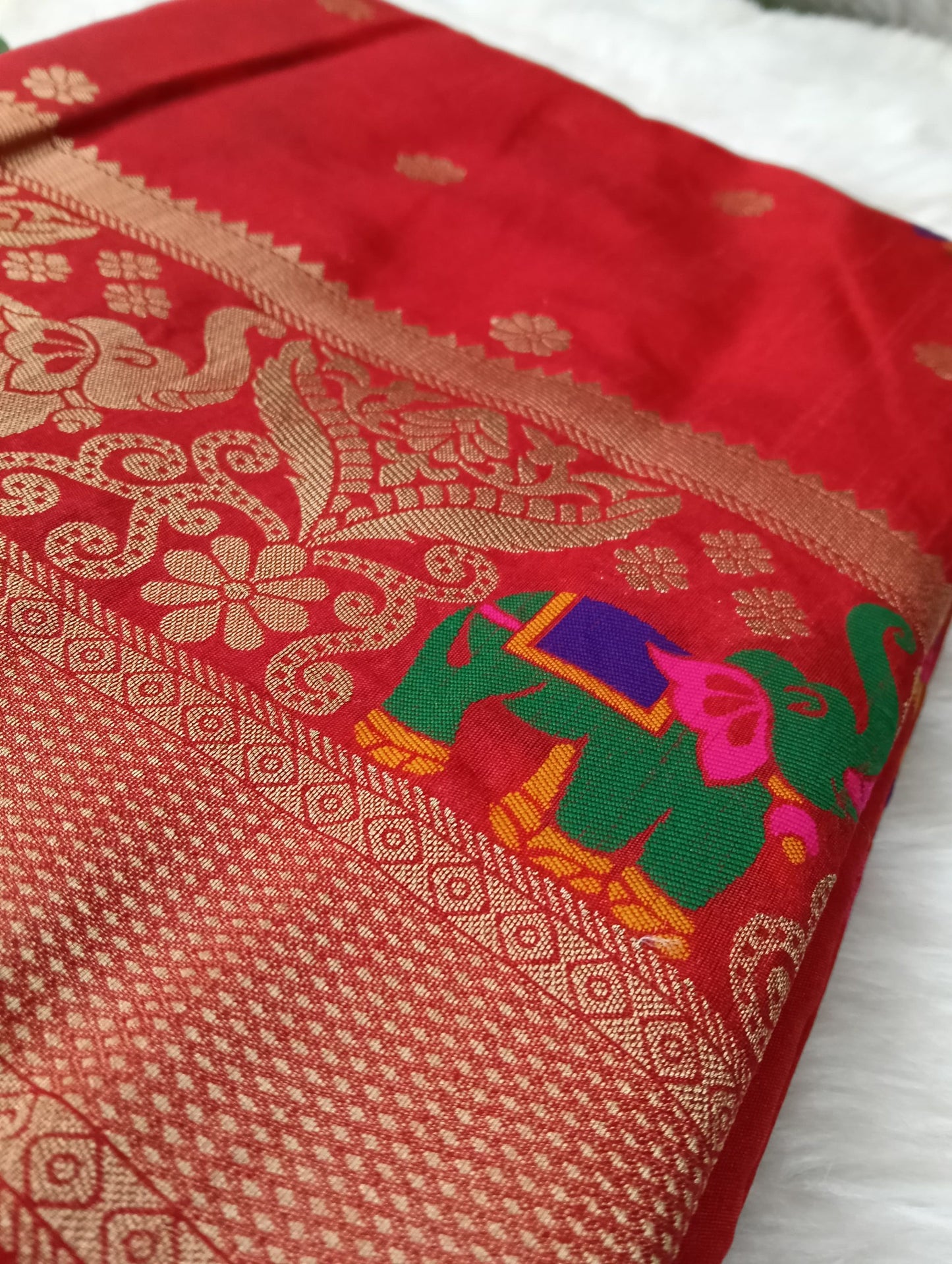 Banarasi Dola silk saree with Double Border - BBS117C