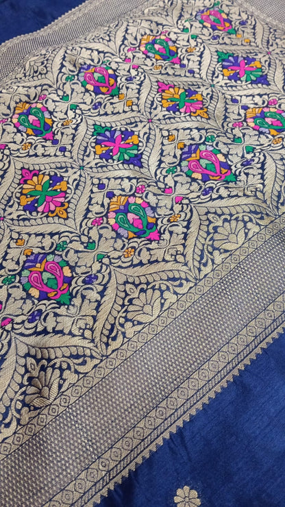 Banarasi Dola silk saree with Double Border - BBS117D