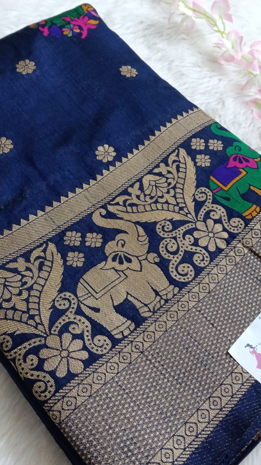 Banarasi Dola silk saree with Double Border - BBS117D