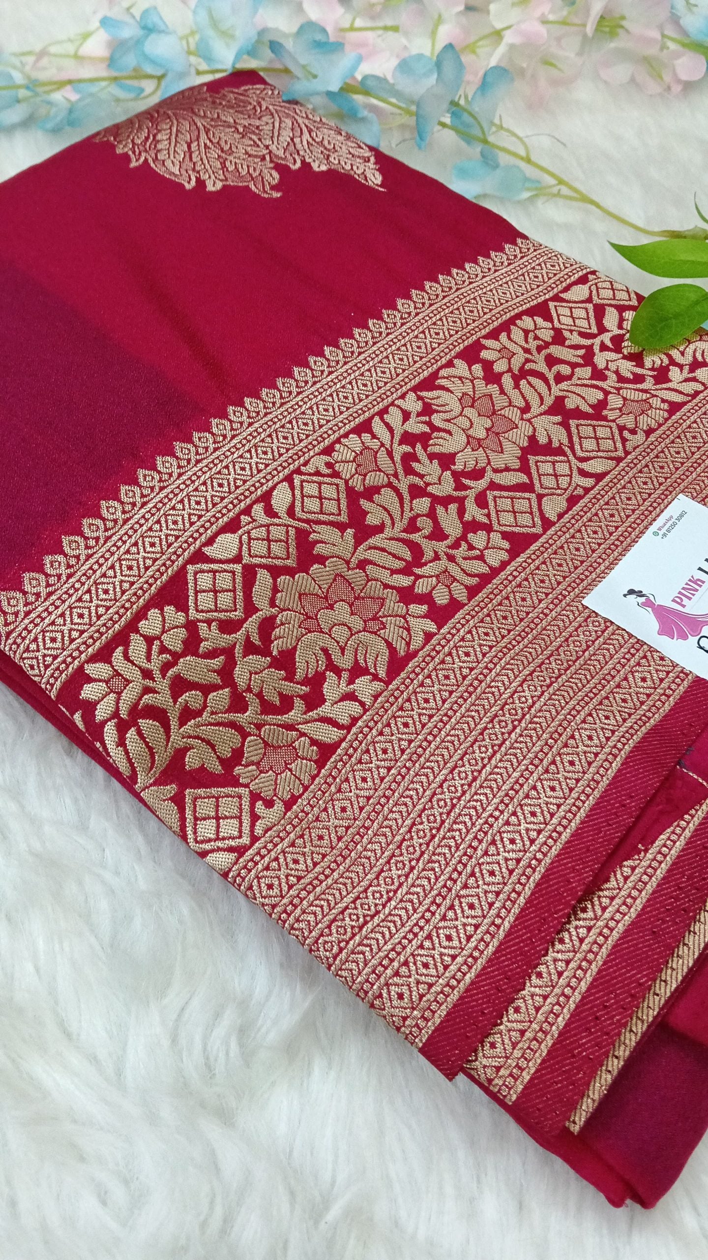Banarasi Crape Georgette with Meenakaari Border - BBS118A