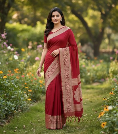 Banarasi Crape Georgette with Meenakaari Border - BBS118A