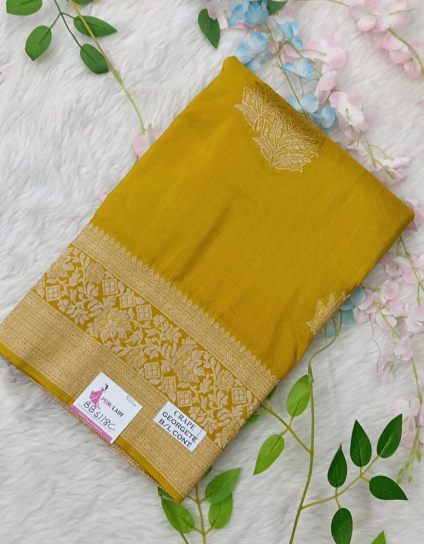 Banarasi Crape Georgette with Meenakaari Border - BBS118B