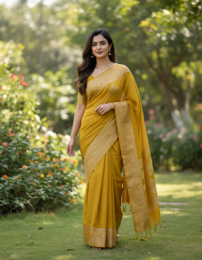 Banarasi Crape Georgette with Meenakaari Border - BBS118B