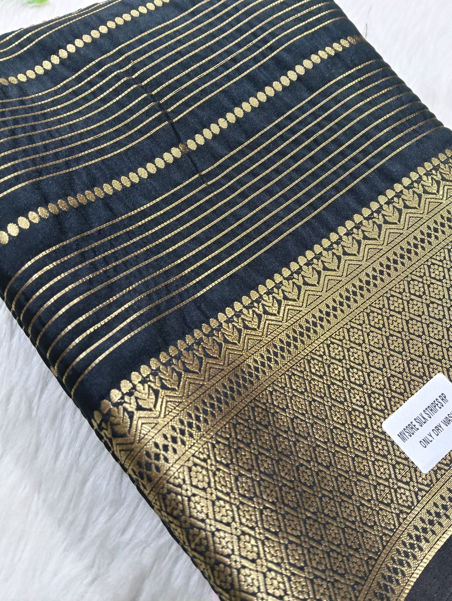 Semi Mysore Crape With Jery Lines Saree with Big Border - BBS119A