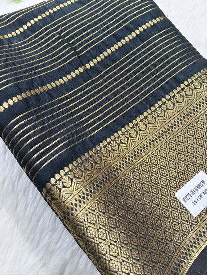 Semi Mysore Crape With Jery Lines Saree with Big Border - BBS119A