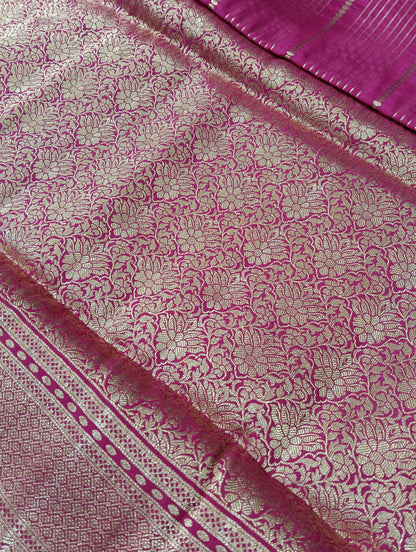 Semi Mysore Crape With Jery Lines Saree with Big Border - BBS119D