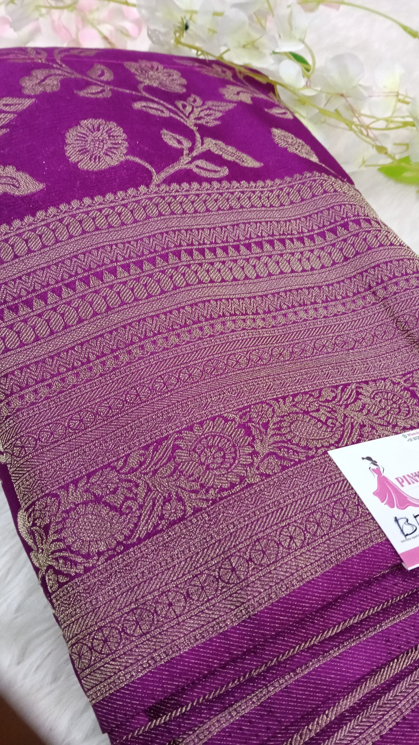 Banarasi Malai Crush Georgette with jaali design with kanchi Border - BBS121A