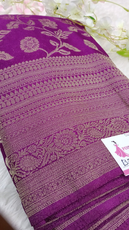 Banarasi Malai Crush Georgette with jaali design with kanchi Border - BBS121A