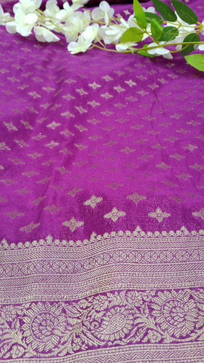 Banarasi Malai Crush Georgette with jaali design with kanchi Border - BBS121A