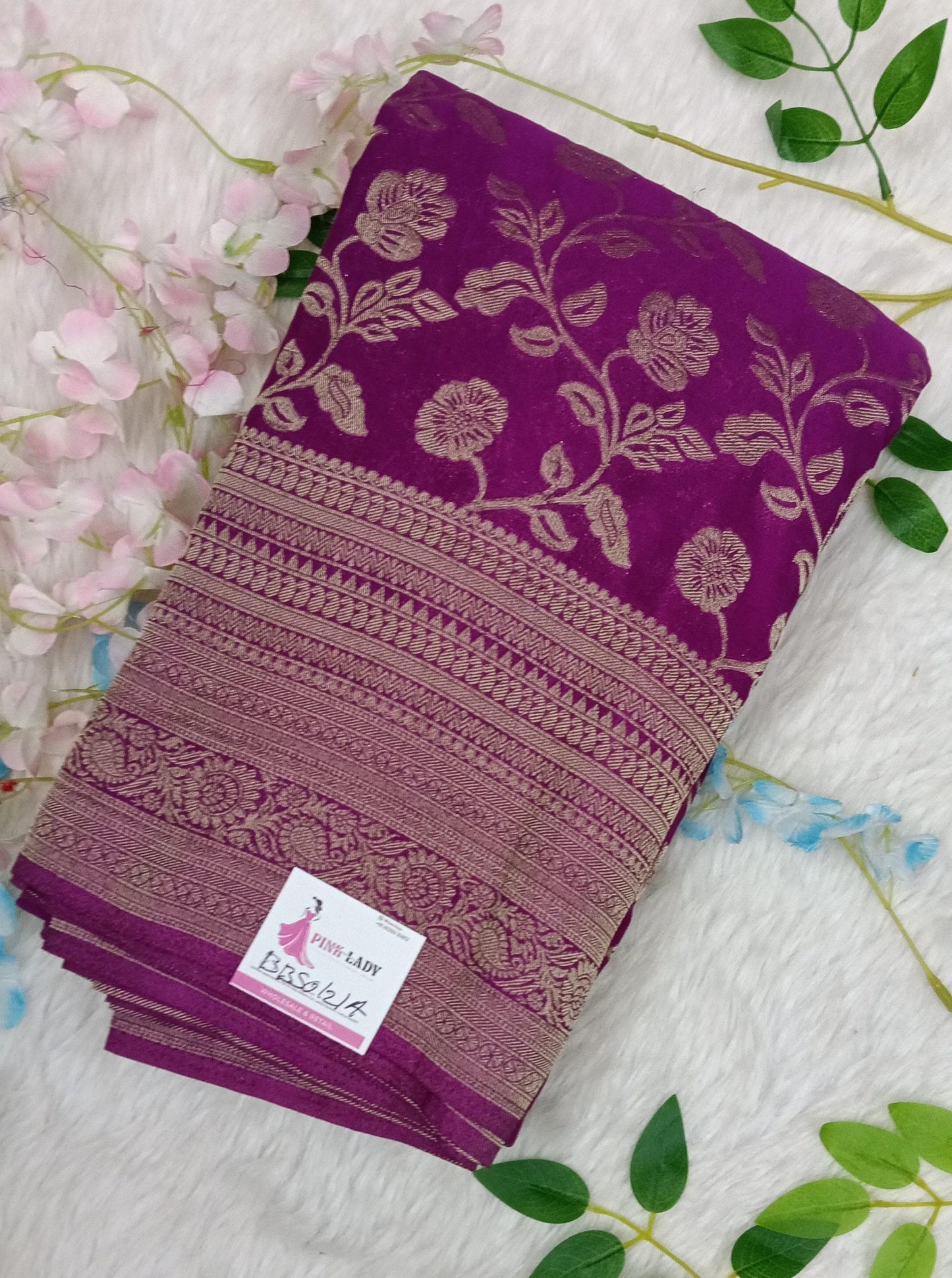 Banarasi Malai Crush Georgette with jaali design with kanchi Border - BBS121A