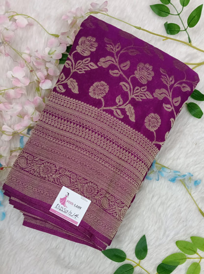 Banarasi Malai Crush Georgette with jaali design with kanchi Border - BBS121A