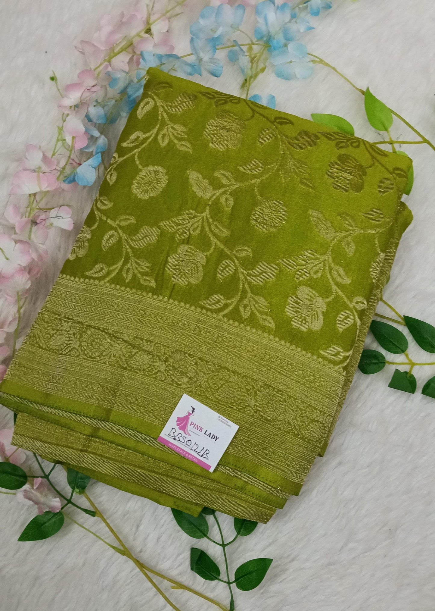 Banarasi Malai Crush Georgette with jaali design with kanchi Border - BBS121B