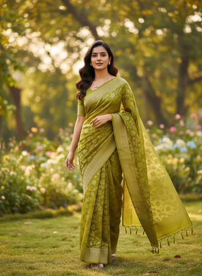 Banarasi Malai Crush Georgette with jaali design with kanchi Border - BBS121B