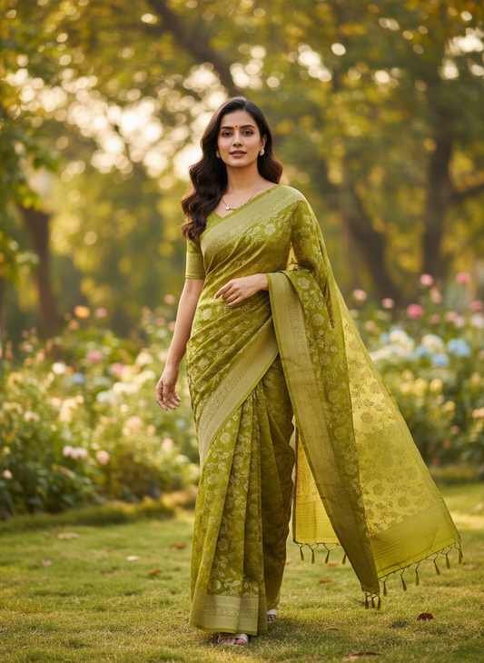 Banarasi Malai Crush Georgette with jaali design with kanchi Border - BBS121B