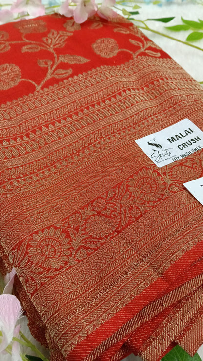 Banarasi Malai Crush Georgette with jaali design with kanchi Border - BBS121C