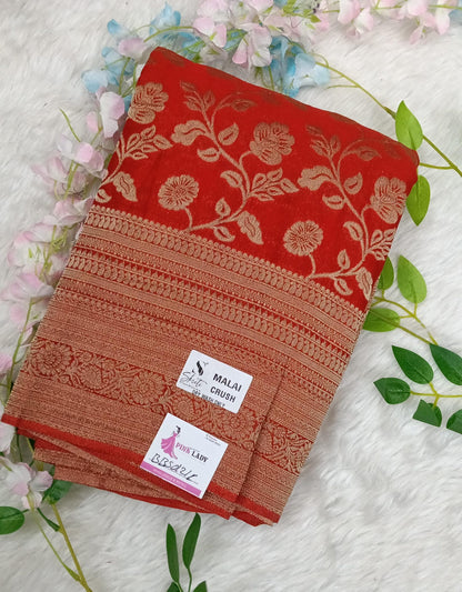 Banarasi Malai Crush Georgette with jaali design with kanchi Border - BBS121C