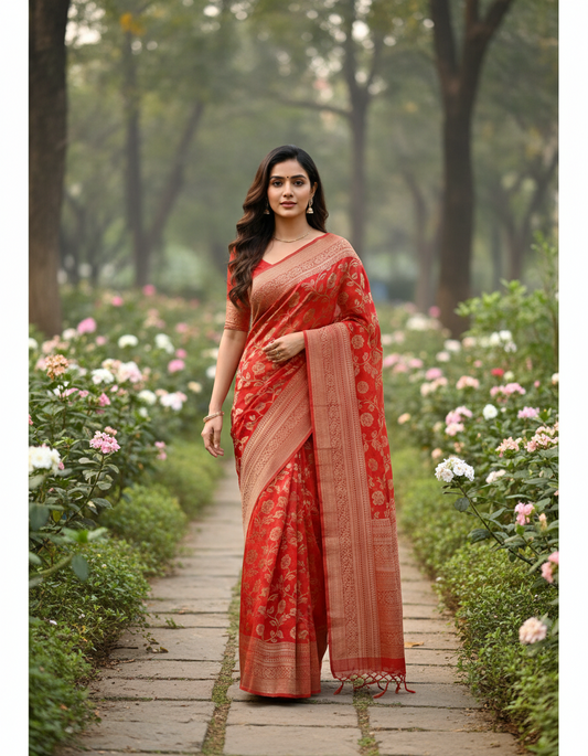 Banarasi Malai Crush Georgette with jaali design with kanchi Border - BBS121C