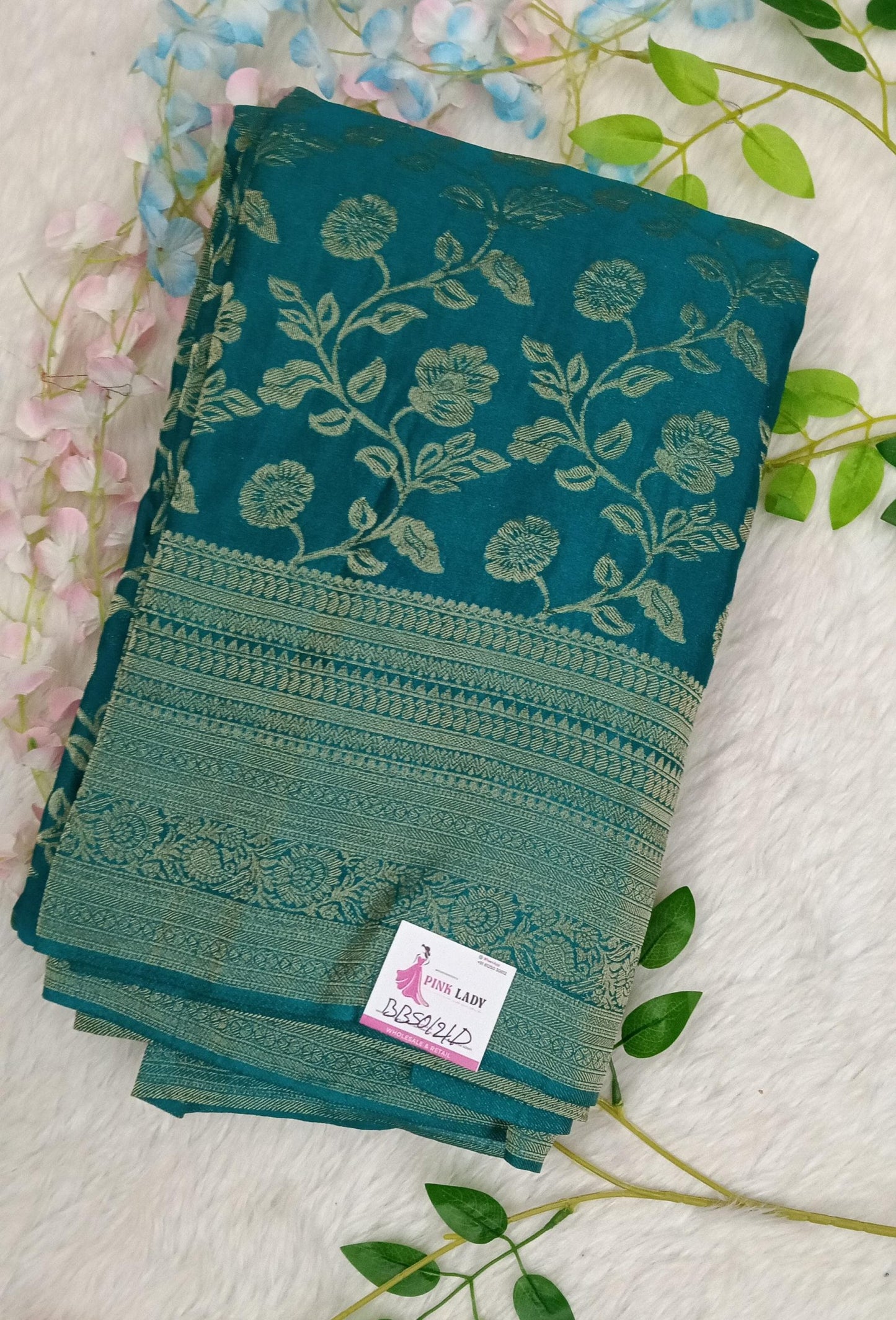 Banarasi Malai Crush Georgette with jaali design with kanchi Border - BBS121D
