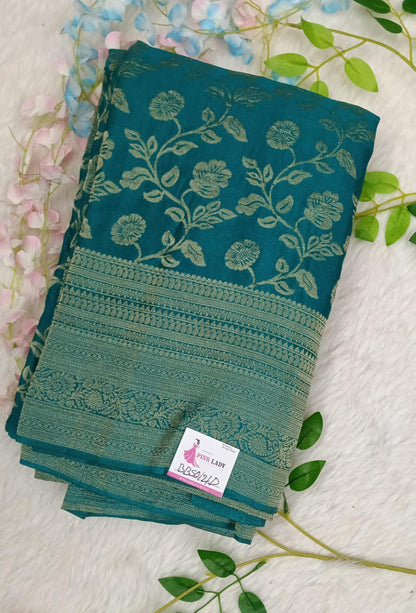 Banarasi Malai Crush Georgette with jaali design with kanchi Border - BBS121D