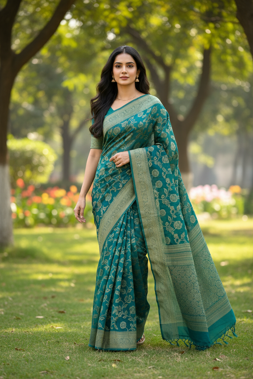 Banarasi Malai Crush Georgette with jaali design with kanchi Border - BBS121D