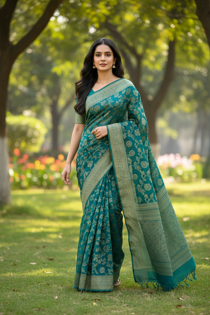 Banarasi Malai Crush Georgette with jaali design with kanchi Border - BBS121D