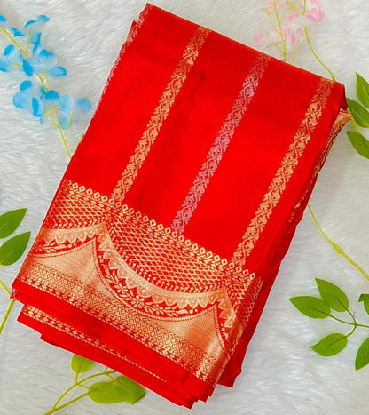 Banarasi Raw Mango Saree with Scallop border Design - BBS123B