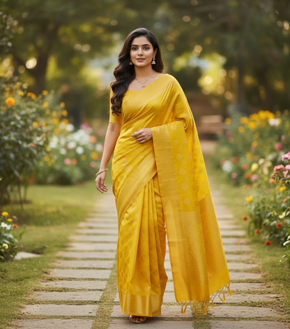 Banarasi Raw Mango Saree with Scallop border Design - BBS123C