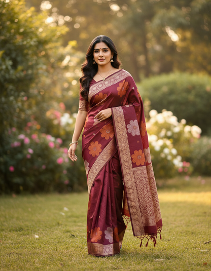Banarasi soft Silk Saree with Weaving - BBS124G