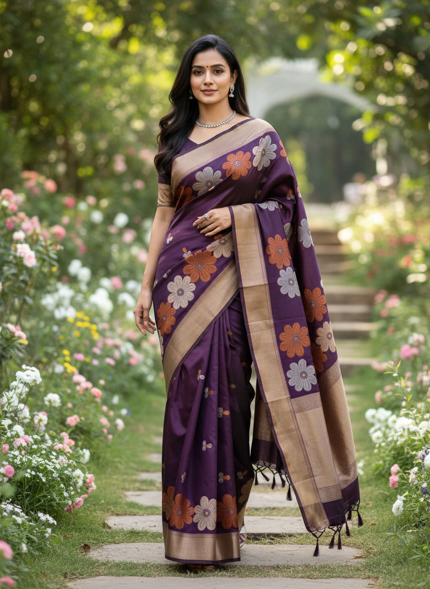Banarasi soft Silk Saree with Weaving - BBS124C