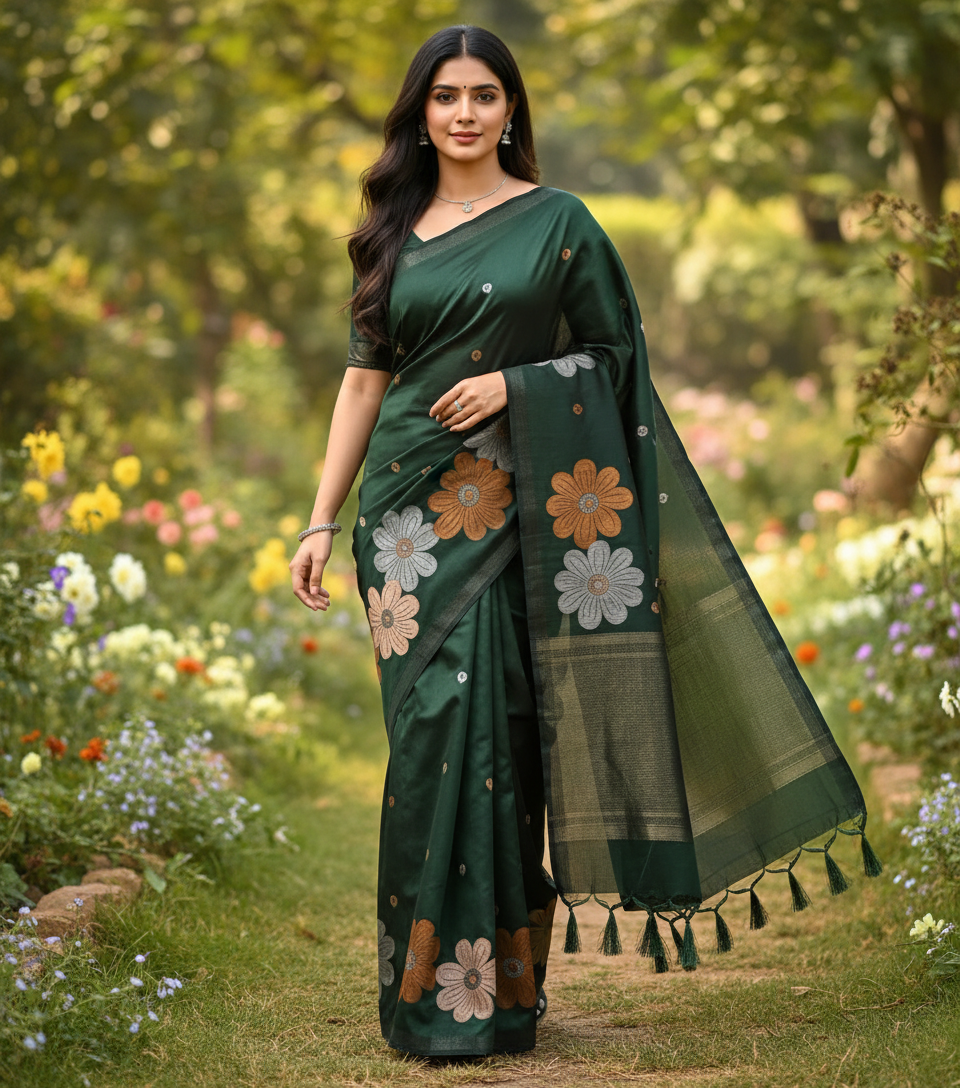 Banarasi soft Silk Saree with Weaving - BBS124F
