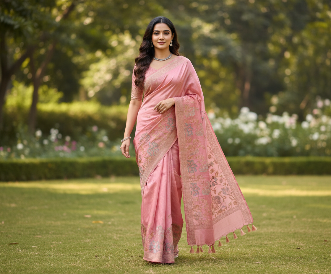 Fancy Saree with Self Design and Handwork - BBS125A