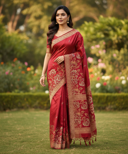 Fancy Saree with Self Design and Handwork - BBS125B