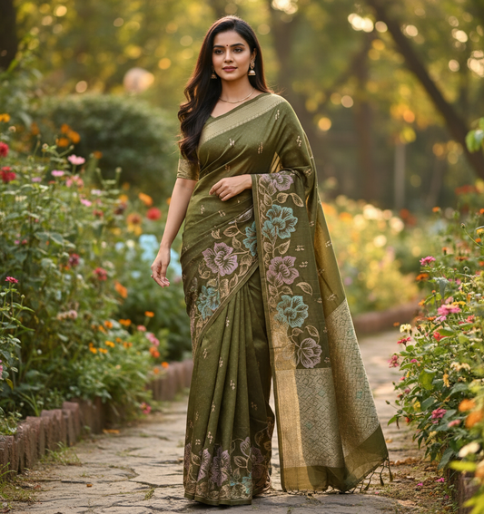 Fancy Saree with Self Design and Handwork - BBS125D
