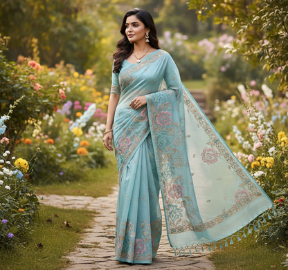 Fancy Saree with Self Design and Handwork - BBS125C