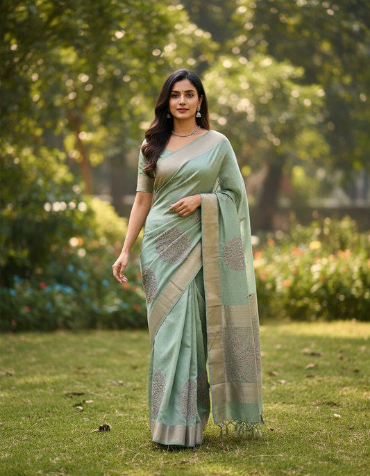 Fancy Saree with Self Design and Handwork - BBS126C