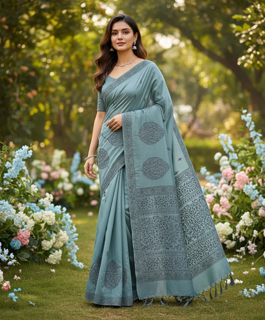 Fancy Saree with Self Design and Handwork - BBS126D