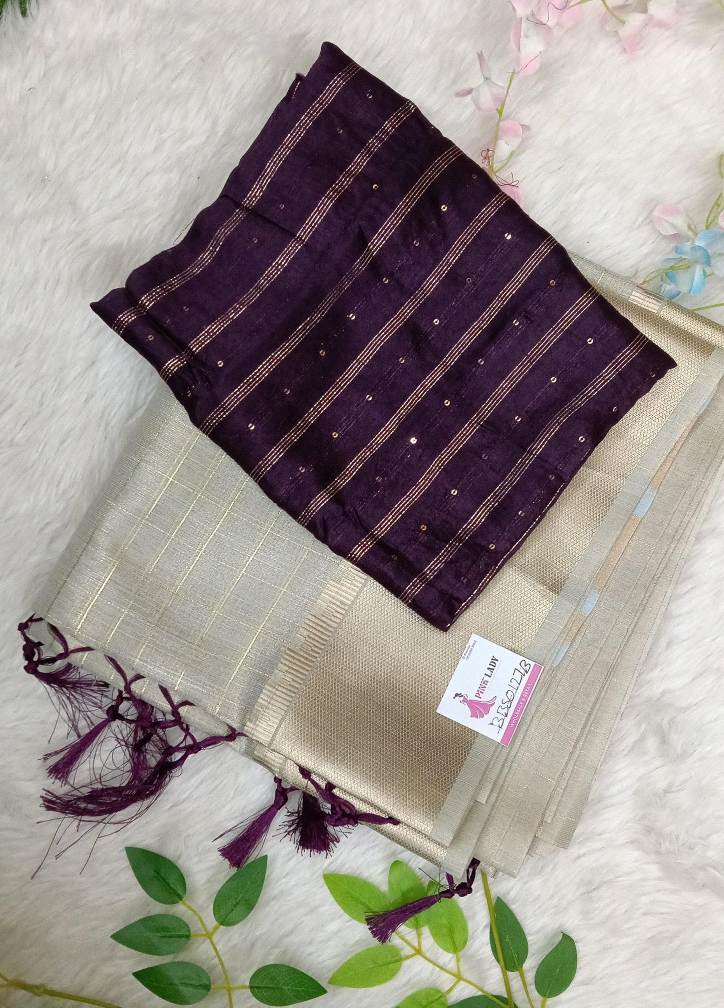 Soft Chanderi pattu saree with Zeri Lines - BBS127B