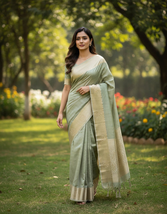Soft Chanderi pattu saree with Zeri Lines - BBS127B