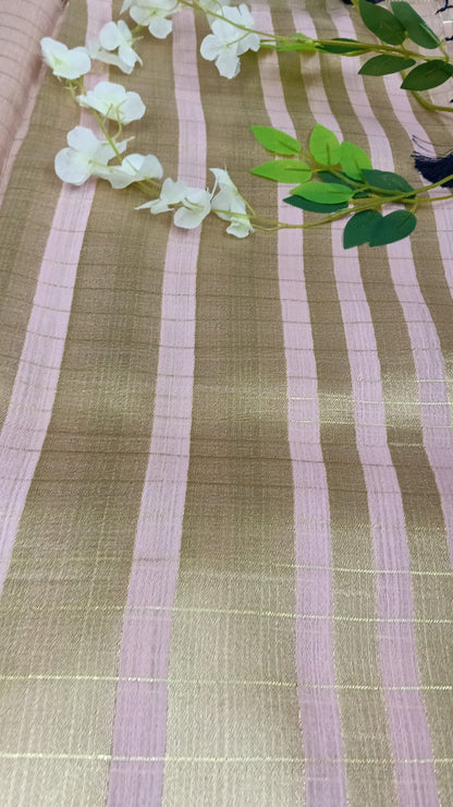 Soft Chanderi pattu saree with Zeri Lines - BBS127C