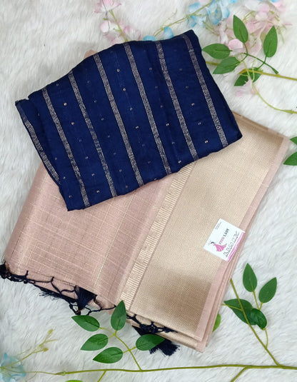 Soft Chanderi pattu saree with Zeri Lines - BBS127C