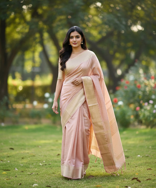 Soft Chanderi pattu saree with Zeri Lines - BBS127C